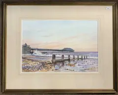 Cromer Pier by Martin Sexton, watercolour and gouache, sold Mar 2024