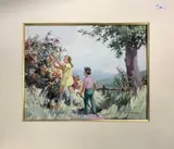 Blackberry Pickers by William Moody Fryer, watercolour, offered Mar 2024