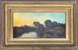A view over a pond across to a cottage and figures by Edwin Henry Bodington, 1881, watercolor, offered Mar 2024