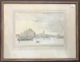 A view across a river by Alfred Hayward, watercolour, offered Mar 2024