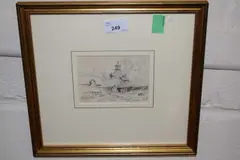 Weston Farm, Albury by John Gilbert, ink and wash, sold Mar 2024