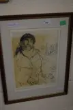 Portrait of a seated man with children practising by Andrew Freeth, Etching, sold Mar 2024