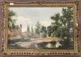 Landscape by Victor Askew, oil on board, sold Feb 2024
