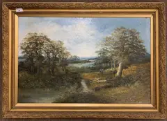 Rural landscape scene by James Wallace, oil on canvas, offered Feb 2024