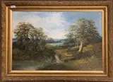 Rural landscape scene by James Wallace, oil on canvas, offered Feb 2024