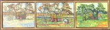 Travellers wagon in three seasonal Triptych scenes by Geoffrey M. Vivis, oil on canvas, sold Feb 2024