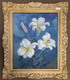 Floral still life by Muriel Hayden Inwood, oil on board, sold Feb 2024