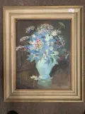 Floral still life by Derek Inwood, 1953, oil on board, sold Feb 2024