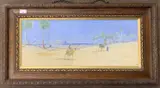 Far East scene with Bedouins travelling across sands by J Taylor, oil, sold Feb 2024