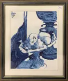 Still life of fruit and a lamp by John Hopwood, watercolour, offered Feb 2024