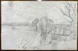 Double sided landscape study in by John Aldridge, pencil, sold Feb 2024