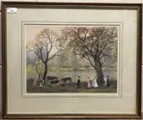 Friday Walk by the River by Helen Bradley, 1977, print (other), sold Feb 2024