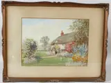 Cottage garden with flowers in full bloom by Henry Ashbourne, watercolour, sold Jul 2026