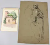 Sketch book of four by F Matania, watercolour and drawing, sold Jul 2026