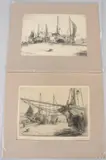 Mending the Nets Hastings by Preston Cribb, etching, sold Jul 2026