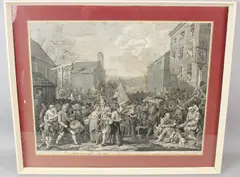 'A Representation of the March of the Guards towards Scotland in the by William Hogarth, engraving, offered Jul 2026