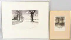 Petworth Park by Kathleen Caddick, etching, sold Jul 2026