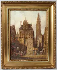 Antwerp Belgium by Henry Thomas Schafer, oil on canvas, sold Jun 2026