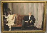 Portrait of Anthony Embirocos seated with a gaucho behind by Howard Morgan, oil on canvas, sold Jun 2026