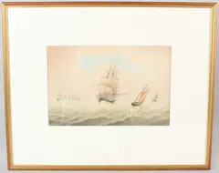Sailing ships at sea by William Frederick Settle, watercolour, offered Jun 2026