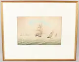 Sailing ships at sea by William Frederick Settle, watercolour, offered Jun 2026