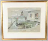 Harbour wall and buildings by Mildred S Holmes, watercolour, offered Jun 2026