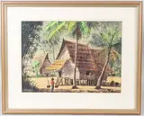 Village scene by Abu Bakar Ibrahim, watercolour, sold Jun 2026