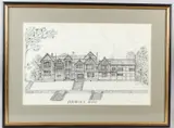 Bramall Hall by Patricia Killeen, 1981, ink, offered Jun 2026