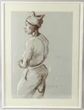 Portrait of a woman crayon heightened with white by Stella Shawzin, drawing, sold Jun 2026