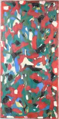 Abstract in red by Nejad Melih Devrim, oil on canvas, sold May 2026