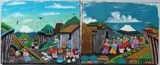 Village scenes pair of oils by Orlando Quindigalle, oil, sold May 2026