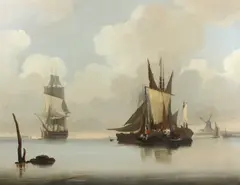 Shipping off a coast by Frederick Calvert, oil on canvas, sold May 2026