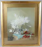 Still life of flowers and berries by George Jackson Flemwell, 1903, watercolour, sold May 2026