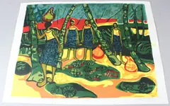 Palm Wine Women by Bruce Onobrakpeya, serigraph, sold May 2026