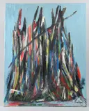 TURKISH. Vertical Brushstrokes, a clolourful abstract oil on canvas. Bears signature by Selim Turan, oil on canvas, sold Apr 2026