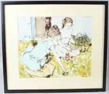 Friends by Bernard Dufour, acrylic on canvas board, sold Apr 2026