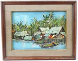 Thai river village scene by Kitilerk Muhummad, oil on canvas, offered Apr 2026