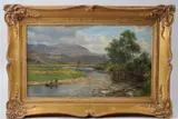 River landscape by Clara Knight, oil on canvas, sold Apr 2026