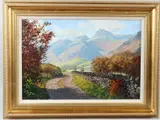 The Langdale Pikes from the path near Chapel Stile by Arthur Terry Blamires, oil on board, offered Apr 2026