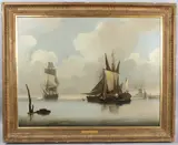 Shipping off a coast by Frederick Calvert, oil on canvas, offered Apr 2026