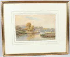 River landscape by Arthur Powell May, watercolor, offered Apr 2026