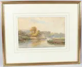 River landscape by Arthur Powell May, watercolor, offered Apr 2026