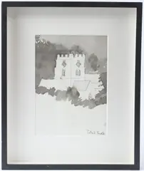 Church tower by Patrick Procktor, watercolour and pencil, offered Apr 2026