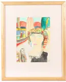 Woman on a quayside by John Bellany, watercolour and pencil, sold Apr 2026