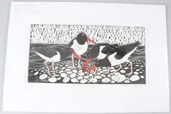 Oyster Catchers by Celia Lewis, pencil, sold Apr 2026