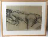 Nude life study charcoal drawing by Shirley Dixon, charcoal, sold Apr 2026