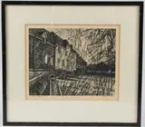 A Kennet Watermill by Garrick Palmer, woodcut, sold Apr 2026