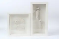 Mechanical elements two plaster reliefs in glazed cases overall by Eduardo Paolozzi, sculpture, sold Apr 2026