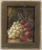 Still life of grapes and plums by George Clare, oil on canvas, sold Mar 2026