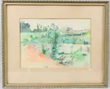 Landscape with trees by George Weissbort, 1952, watercolour, offered Mar 2026